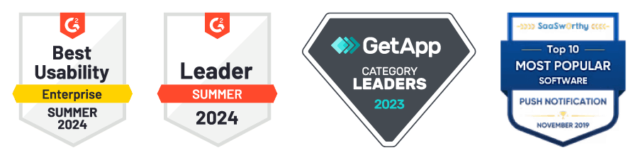 Review Badges - Best Usability, Leader, GetApp, Most Popular