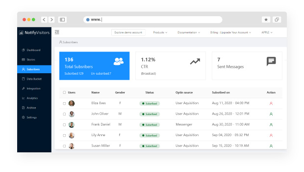 Creating a list of subscribers