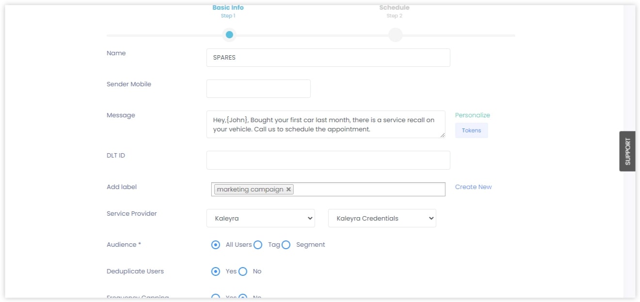 SMS Campaign Distribution