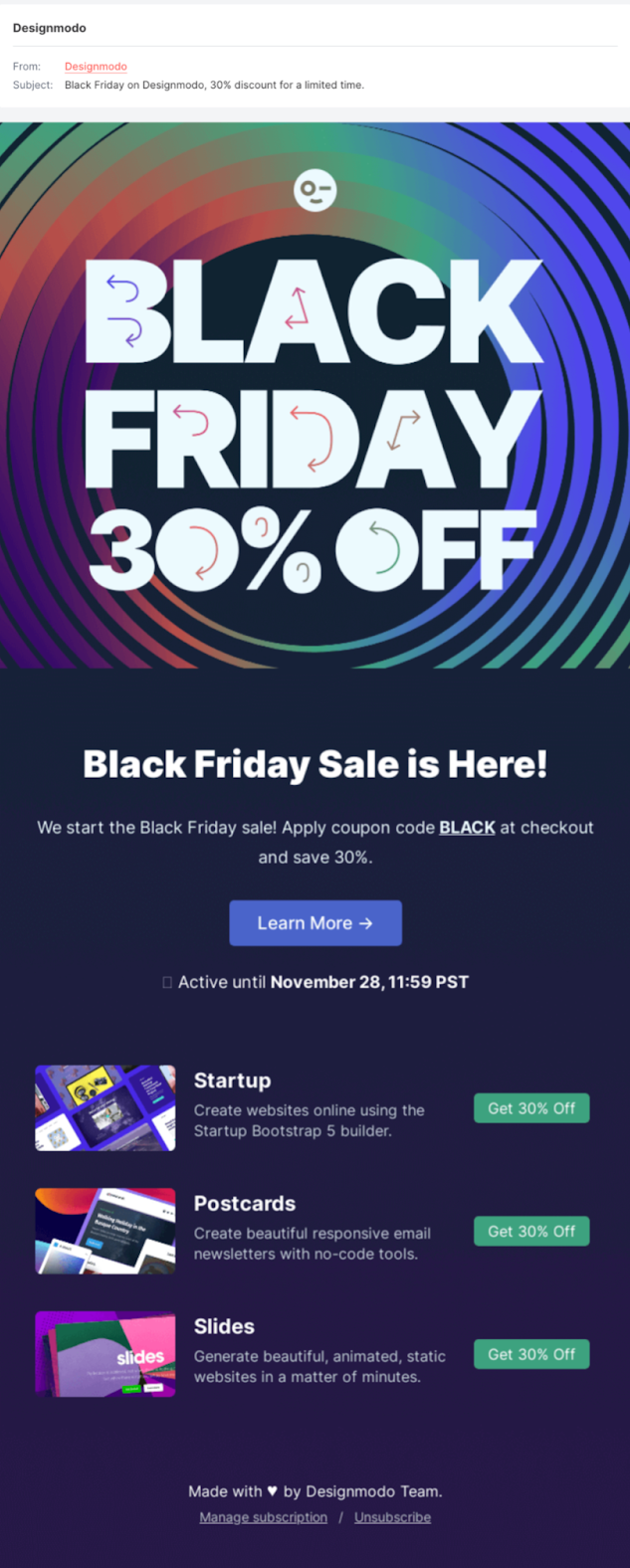 Black Friday Promotional Email – DesignModo