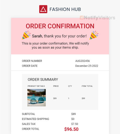 Order Confirmation Email