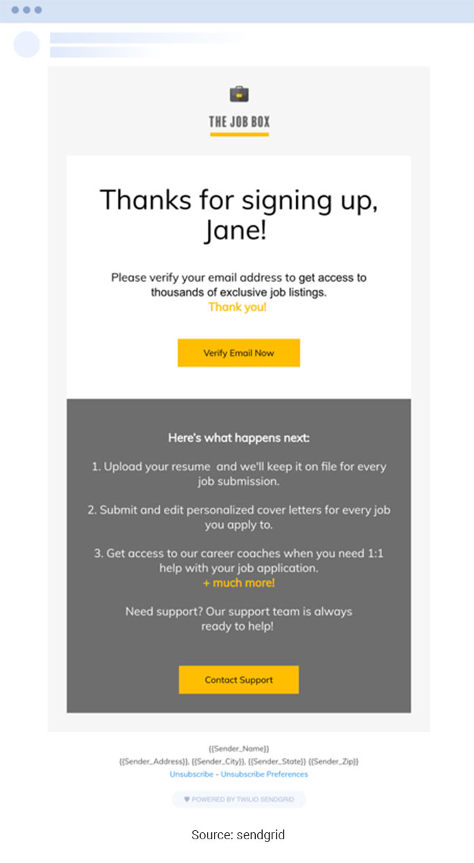 Signup confirmation email 