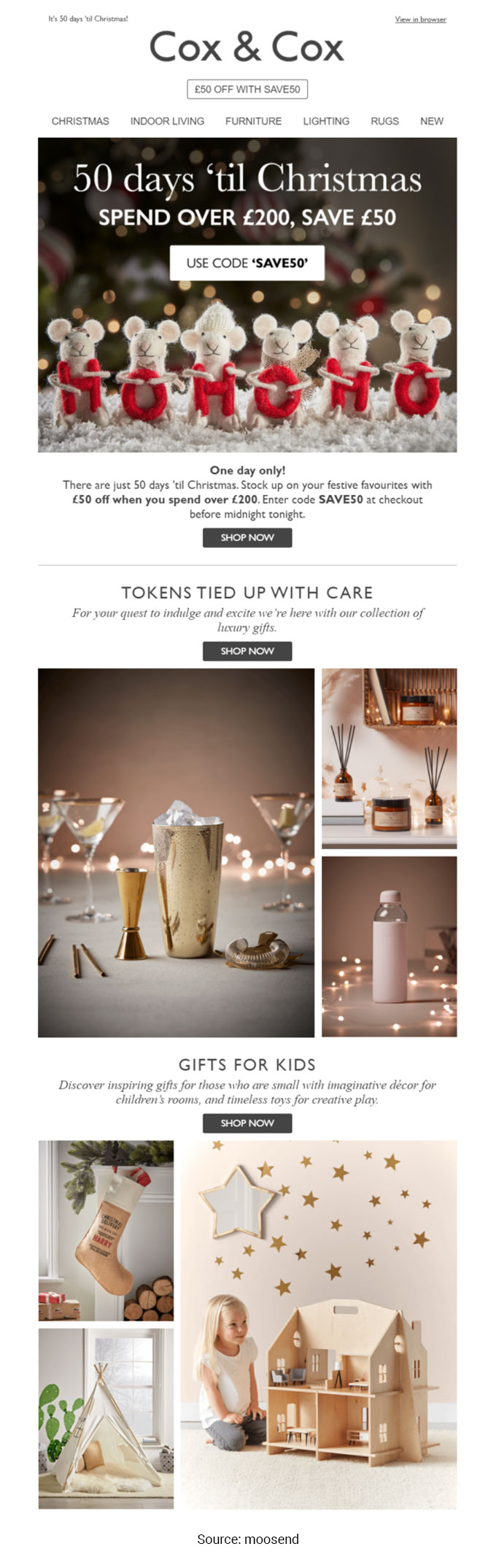 Cox & Cox – 50 Days Till Christmas Email