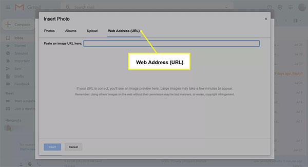 In case, the GIF is not on your computer, then just get the URL and paste it into the Web Address (URL) instead of uploading the file