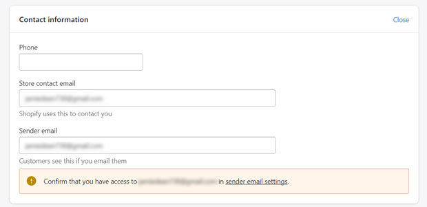 Change the email address of the sender