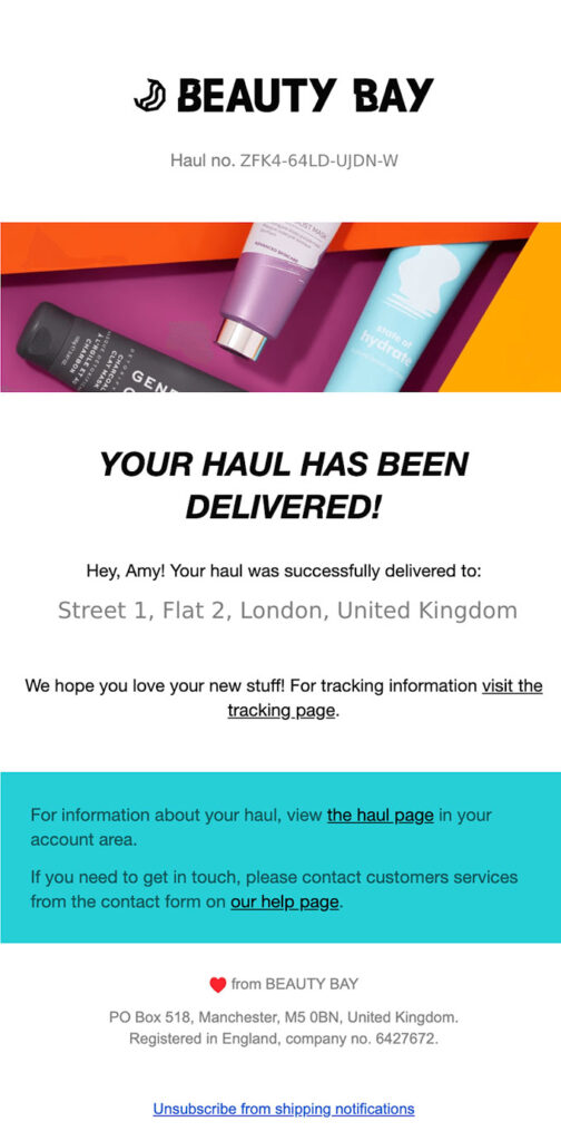 Delivery Confirmation Emails