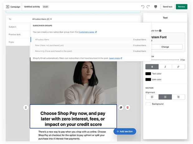 Select who should obtain the newsletter