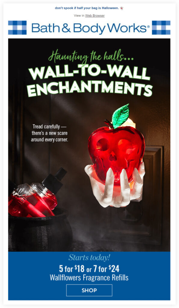 Bath-Body-Works Halloween email marketing examples