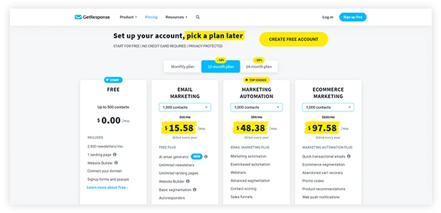 GetResponse-Pricing-structure-and-plans