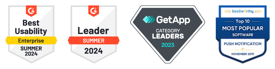 Review Badges - Best Usability, Leader, GetApp, Most Popular
