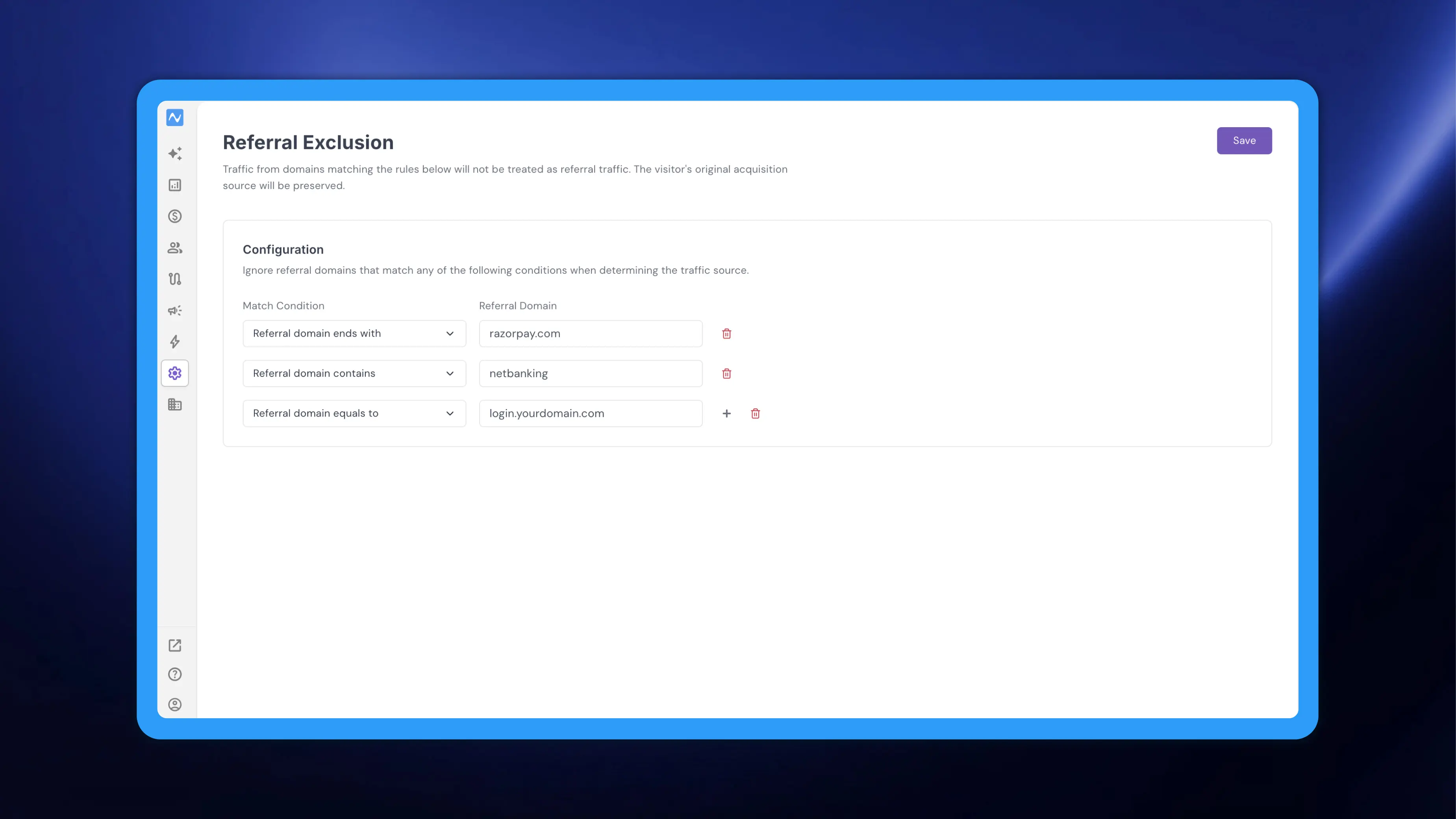 Referral exclusion: keep a visitor's original acquisition source intact