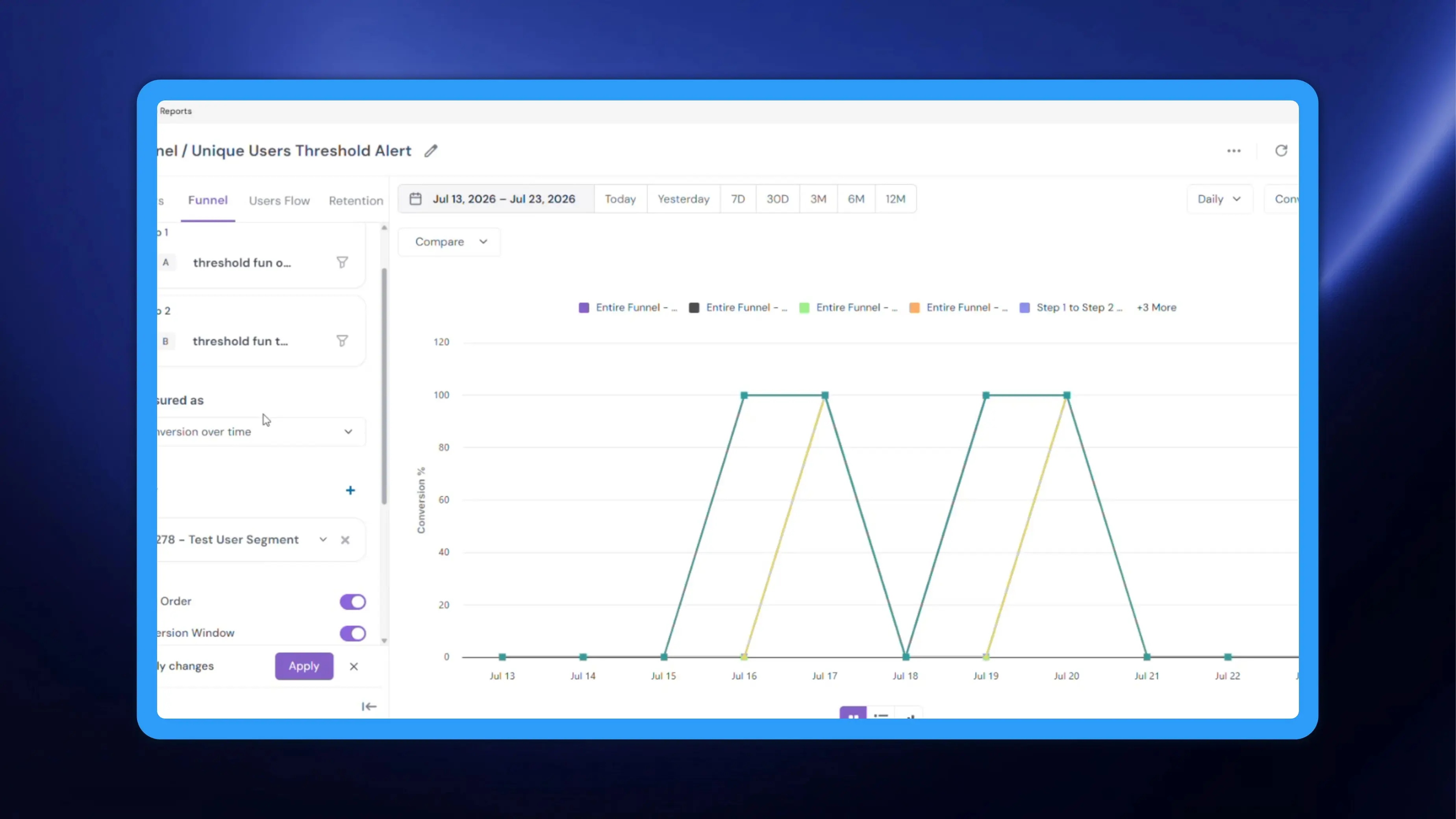 Segment filters in Funnels: measure conversion for one audience at a time
