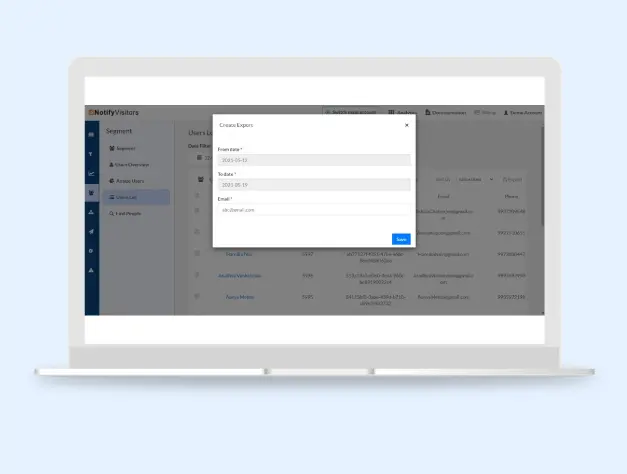 Export Users in NotifyVisitors