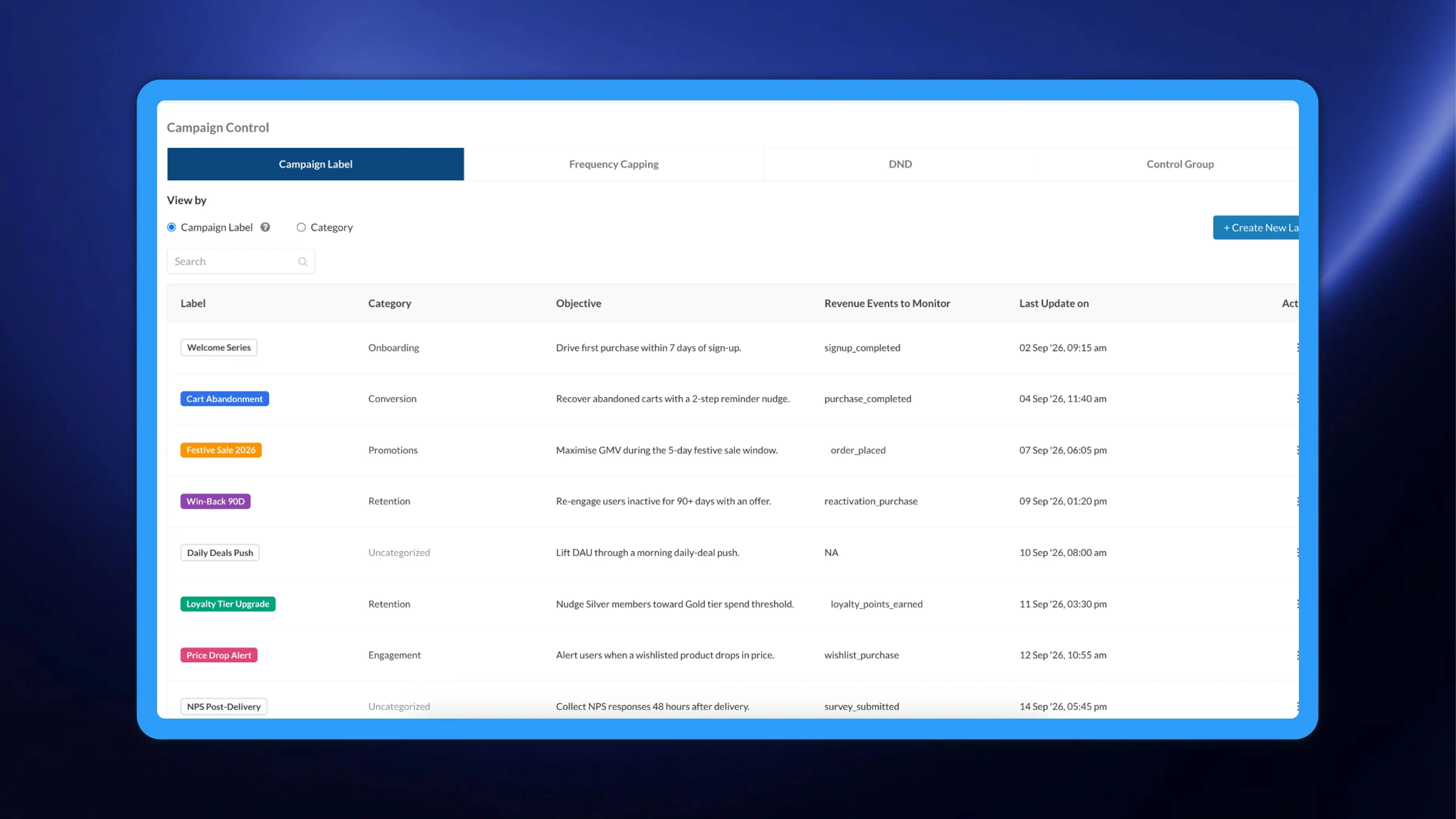 Campaign label categories: group your labels so long lists stay usable