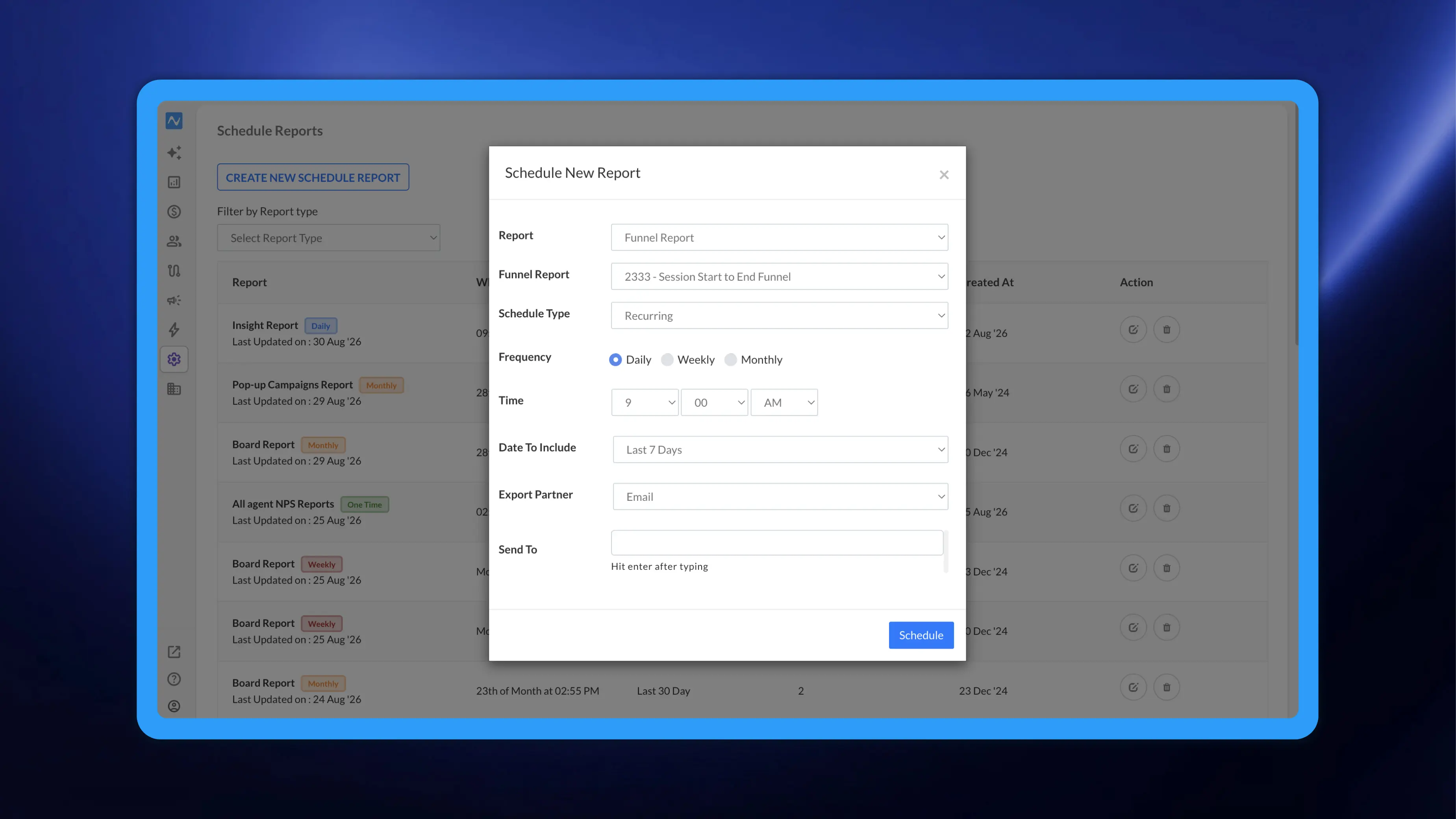 Funnel reports on email: conversion drops reach your inbox on schedule
